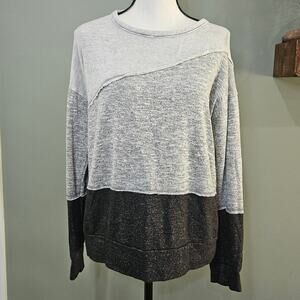 Mason &‎ Belle Medium Gray Colorblock Long Sleeve Top
